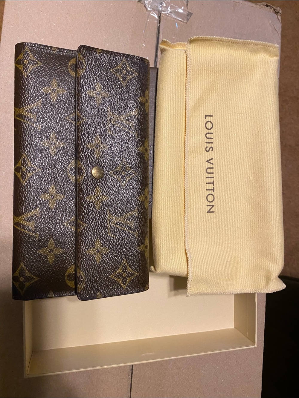 Louis Vuitton Monogram Foldover Continental Wallet in Brown and Gold